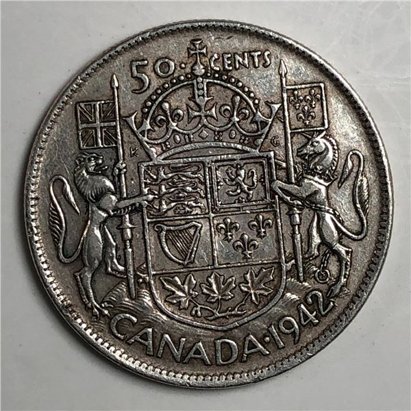 1942 King George VI 50 Cents AU+ ND