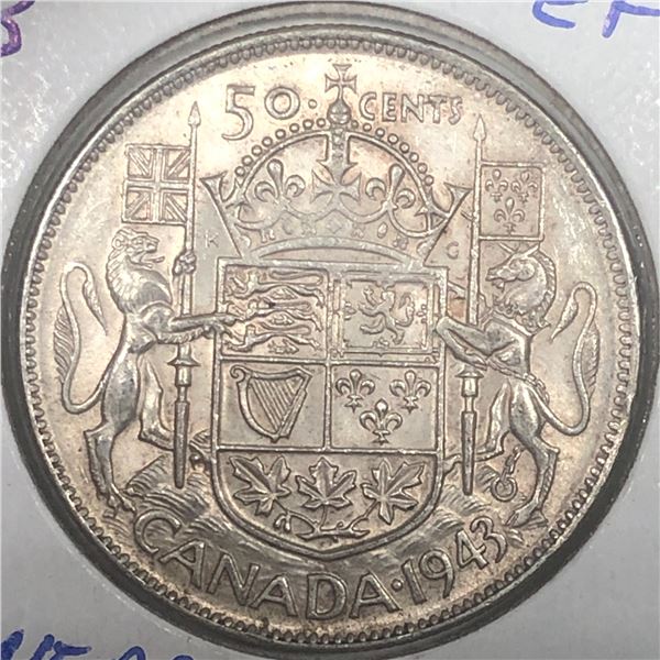 1943 King George VI 50 Cents EF+ 3/3