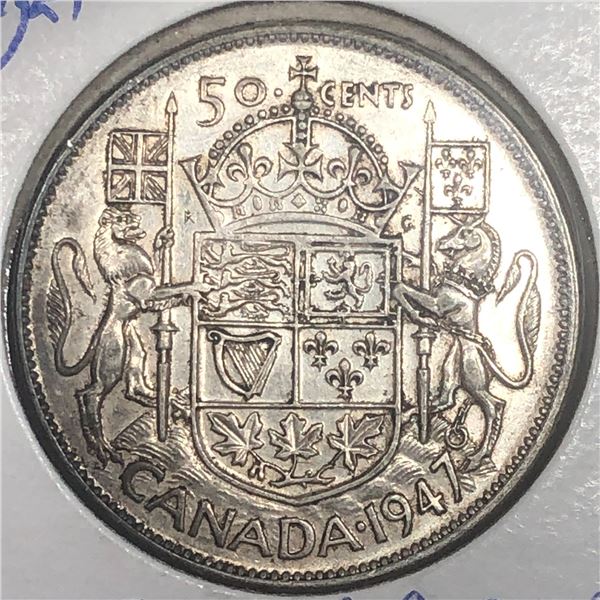 1947 Straight King George VI 50 Cents AU++