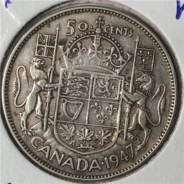 1947 Maple Str.7 King George VI 50 Cents VF+