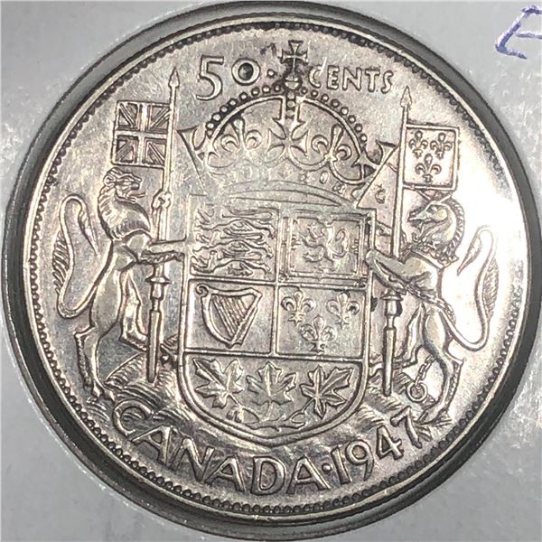 1947 Curved Right King George VI 50 Cents