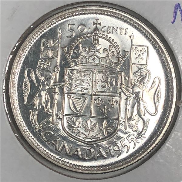 1955 Queen Elizabeth 50 Cents Choice UNC