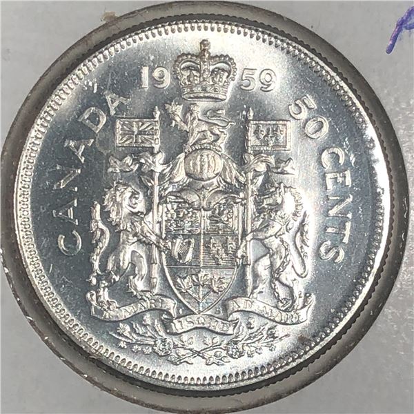 1959 Queen Elizabeth 50 Cents PL-66 Heavy Cameo