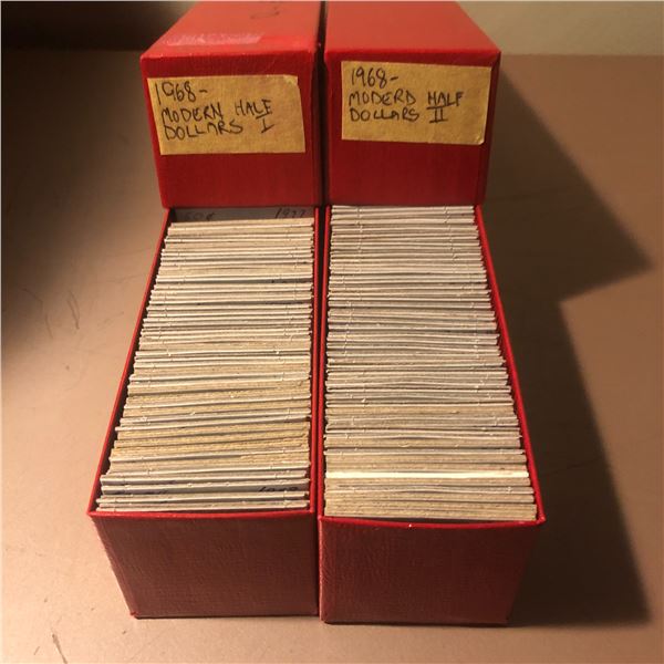 1968-2022 Half Dollars Over 220 Pieces in 2 2x2 Boxes