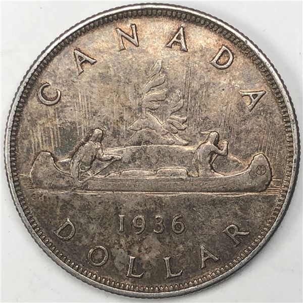 1936 King George V Canadian Silver Dollar Circ