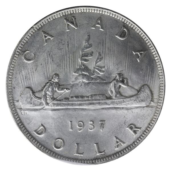 1937 King George VI Canadian Silver Dollar Choice ICCS-MS-64