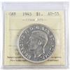 Image 1 : 1945 King George VI Canadian Silver Dollar ICCS-AU-55