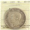 Image 1 : 1951 King George VI Canadian Silver Dollar ICCS-AU-55 Arnprior DBL-HP