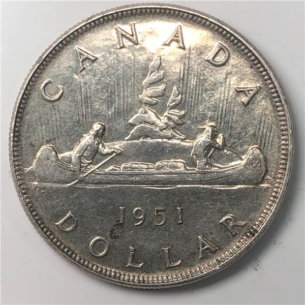 1951 King George VI Canadian Silver Dollar UNC