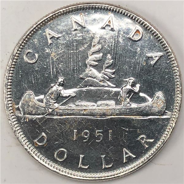 1951 King George VI Canadian Silver Dollar UNC