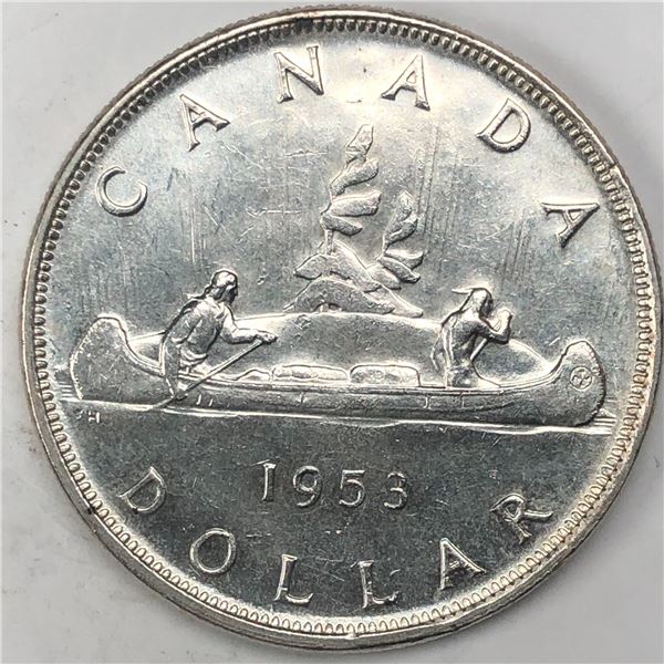 1953 Queen Elizabeth II Canadian Silver Dollar