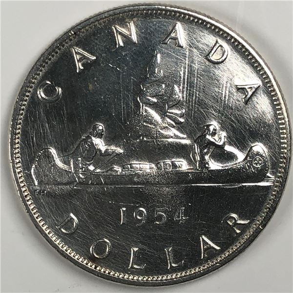 1954 SWL Queen Elizabeth II Canadian Silver Dollar