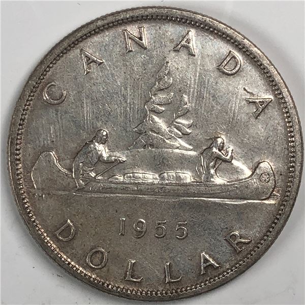 1955 Queen Elizabeth II Canadian Silver Dollar