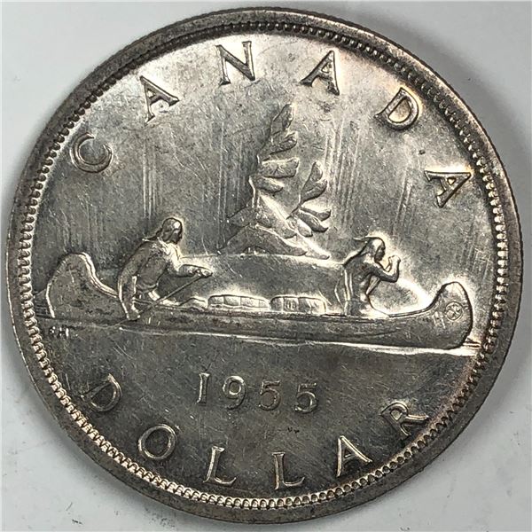 1955 Queen Elizabeth II Canadian Silver Dollar