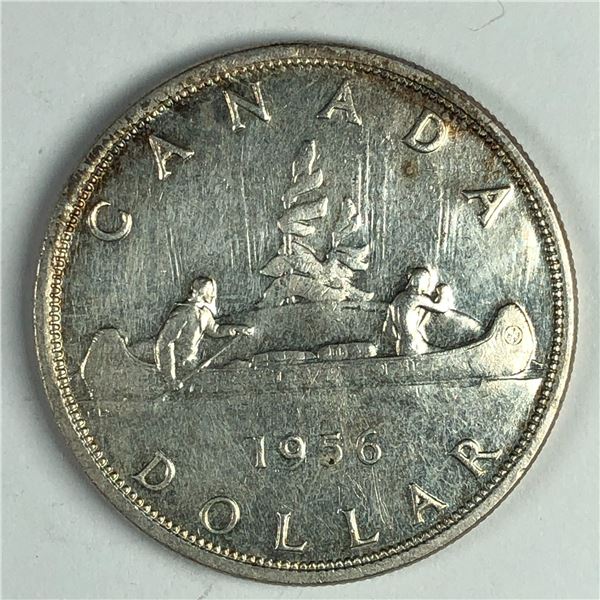 1956 Queen Elizabeth II Canadian Silver Dollar UNC