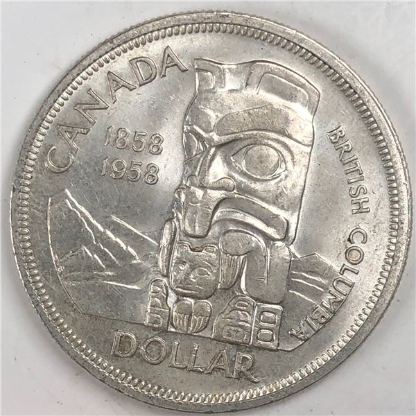 1958 Queen Elizabeth II Canadian Silver Dollar CHOICE UNC