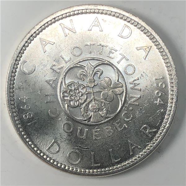 1964 Queen Elizabeth II Canadian Silver Dollar UNC