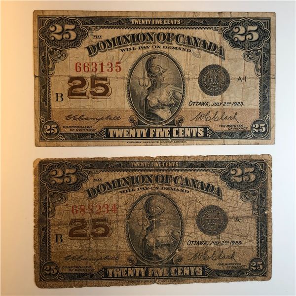 2X-1923 25 Cent Shinplaster DC-24c Letter B Campbell/Clark