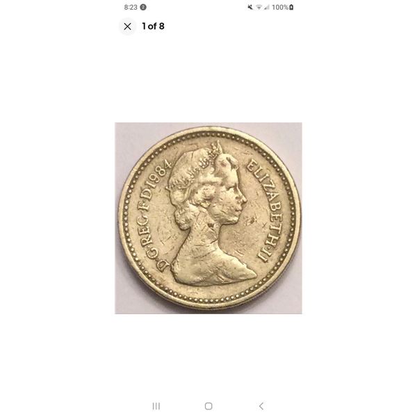 1984 British 1 Pound Queen Elizabeth II Error Coin - Inscription Upside Down RARE!