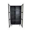 Image 3 : Matte Black Cane Bookcase w/ Full Doors - Dimensions: 35.5 x 15 x 69. Retail price: $1,980.00