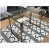 Image 2 : Dining table - glass top w/ gold base - approx 55in x 31in x 29in H