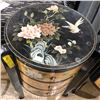 Image 2 : Set of 2 Asian Style 3 Drawer Decor Glass Top End Tables (Approx. 16 DIA x 29.5)