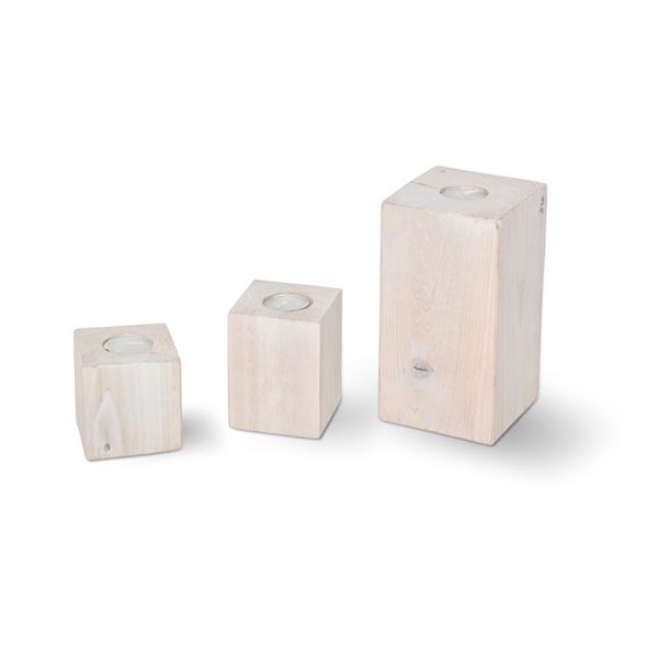Nova Tealights (set of 3) - Paulownia Wood, 19 x 6 x 6 1/2" (the hightest)