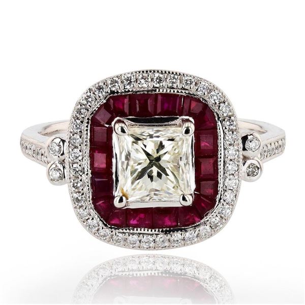 1.02 ctw VS2 CLARITY Diamond and 1.08 ctw Ruby 14K White Gold Ring (1.24 ctw Dia