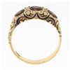 Image 8 : Antique Victorian 14k Gold 1.80 ctw Bezel Rhodolite Garnet Textured Repousse Rin