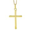 Image 5 : 14K Yellow Gold Cable Textured Puffed Cross Pendant w/ 16" Box Chain Necklace