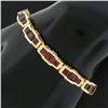 Image 1 : 14k Gold 6.75 8.0 ctw Square Step Cut Garnet Channel Set Polished Link Bracelet