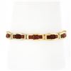 Image 2 : 14k Gold 6.75 8.0 ctw Square Step Cut Garnet Channel Set Polished Link Bracelet