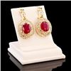 Image 3 : 14.32 ctw Ruby and 2.62 ctw Diamond 14K Yellow Gold Earrings