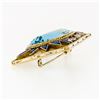 Image 6 : Antique Edwardian 18K Gold Large Oval Triangular Blue Stone & Diamond Brooch Pin