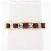 Image 1 : 18K Gold 0.88 ctw Alternating Square Step Cut Ruby & Diamond Channel Set Band Ri