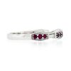 Image 5 : Unique 14k White Gold Round Ruby & Baguette Diamond Milgrain Stack Band Ring