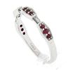 Image 8 : Unique 14k White Gold Round Ruby & Baguette Diamond Milgrain Stack Band Ring