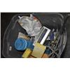 Image 1 : Rubbermaid tuby containing tiling tools including trowels, floats, mixers, sponges,spacers etc.