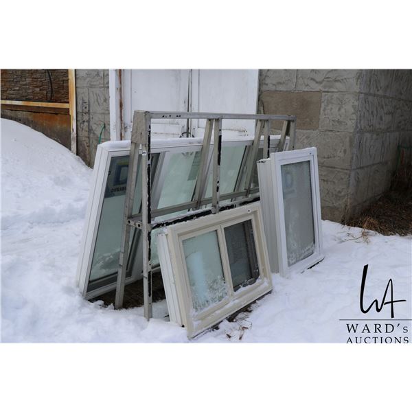 Metal and wood window rack, 55"H x 75"L x 43"W