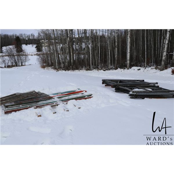 Industrial pallet racking dimensions of 94"H x 40"W 114"H when out together, 11 uprights, 17 crossbe