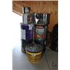 Image 1 : Selection of assorted paints, stains, and stucko patch.