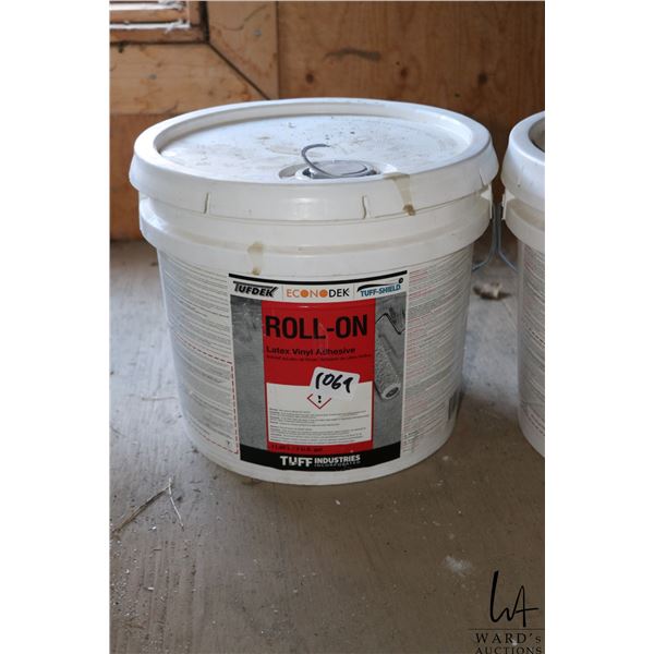 3 Gallon bucket of roll on latex vinyl adhesive