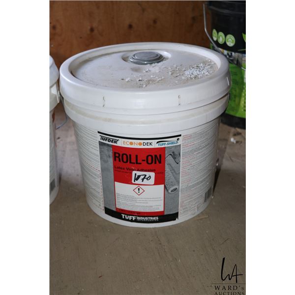 3 Gallon bucket of roll on latex vinyl adhesive