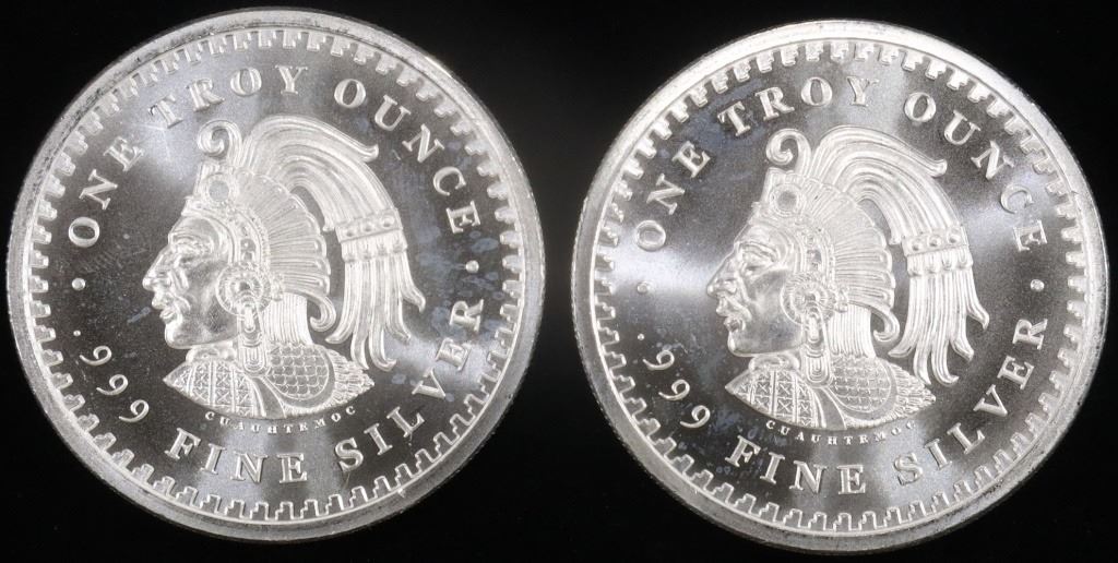 (2) 1 OZ .999 SILVER AZTEC CALENDAR ROUNDS
