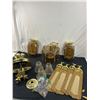 Image 1 : 4 Brass Coloured & Glass Lighting Fixtures