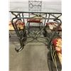Image 2 : Glass Top Table With Metal Base & 4 Upholstered Seat Metal Chairs