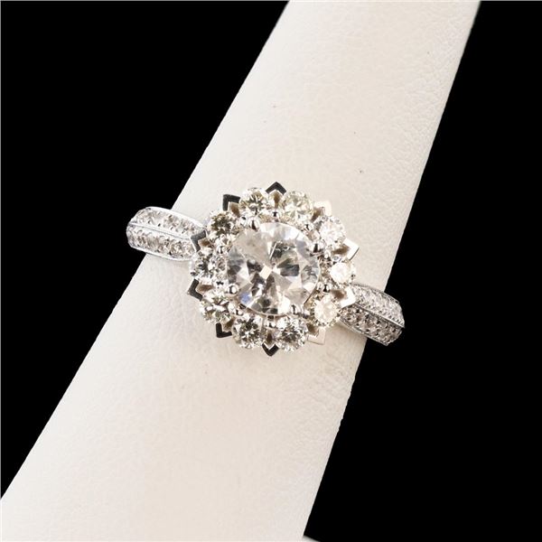 1.00 ctw CENTER Diamond 18K White Gold Ring (1.96 ctw Diamonds)
