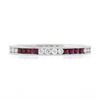 Image 7 : 18k White Gold 0.70 ctw Square Ruby & Round Diamond Milgrain Eternity Band Ring