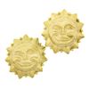 Image 1 : 18k Yellow Gold Matte Finish Winking Sun Face Large Dome Button Clip On Earrings