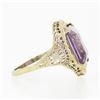 Image 5 : Antique Art Deco 14k Gold Rectangular Step Cut Amethyst Solitaire Filigree Ring